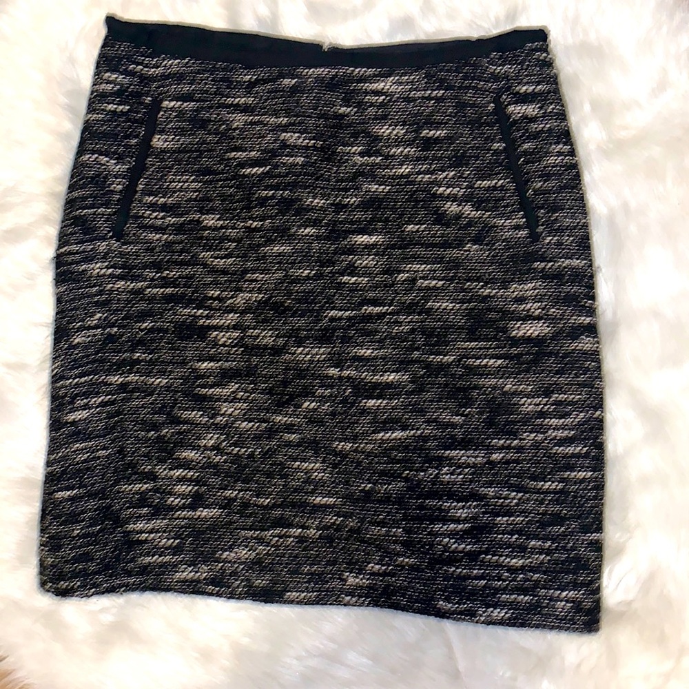 Talbots Skirt Black White Tweed w Pockets Woman’s Sz 8P Petite